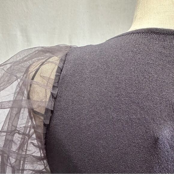 Zara organza statement puff sleeve knit cropped wrap top size large NWT - Picture 11 of 16